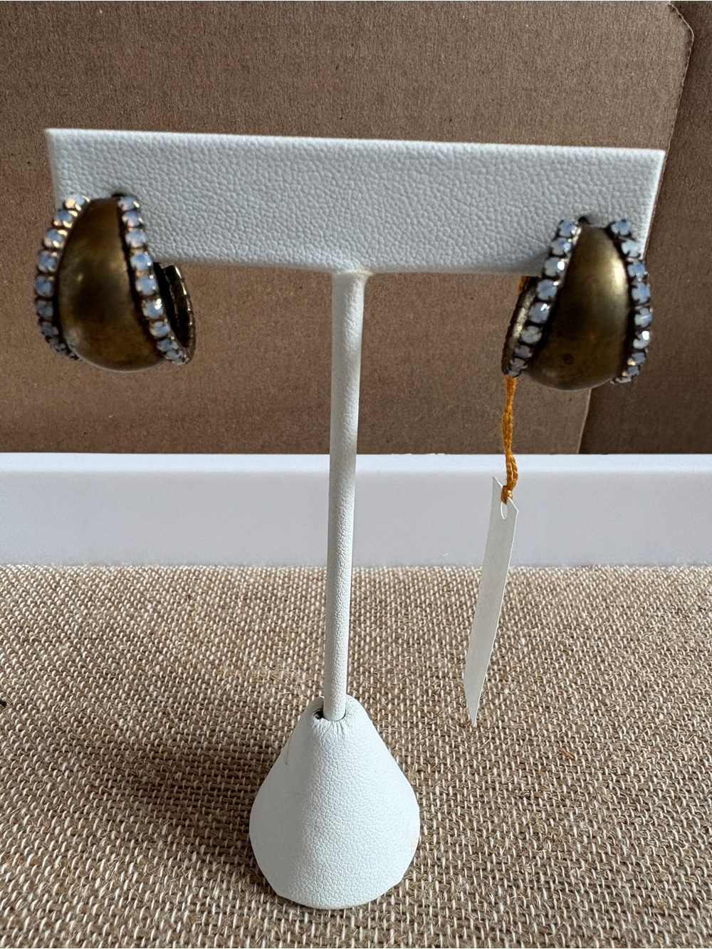 Sorrelli “Antique-gold” (Brass) Hoop Earrings with opal Crystal Accents